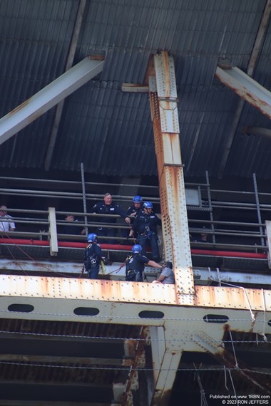 Members of NYPD ESU Truck 2 and Port Authority of NY & NJ ESU officers