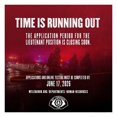 Mt. Lebanon Fire Department Seeks Applicants for Lieutenant Position