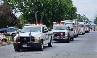 Fire Equipment and Patrotic Bald Eagle in The Fleetwood America 250th Parade