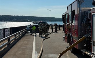 Vehicle Fire on Jamestown Bridge Quickly Brought Under Control