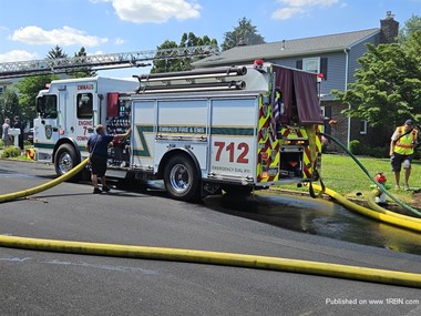 Engine 7 of the Emmaus Fire Department on the scene and in service at a dwelling fire