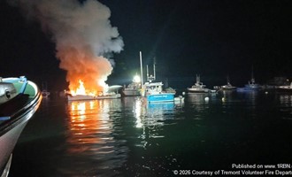 Tremont Firefighters Responded to Bass Harbor Boat Fire