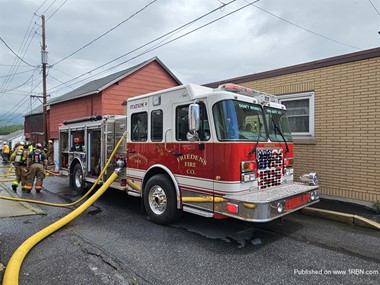 Engine 9 of the Friedens Fire Company on the scene and in service