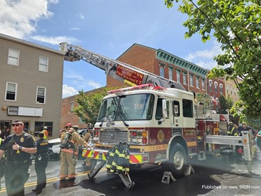 ladder tower 721 of the Plamerton Fire Department on the scene and in service