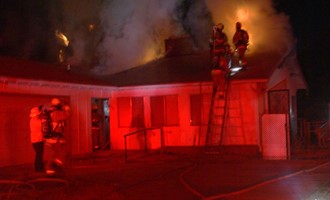 Early morning structure fire destroys abandoned Monrovia home.