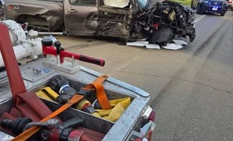 Lee Fire Rescue Responds to Crash Involving Pickup and Cement Truck