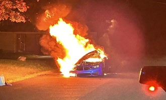 Crews Contain Fully Involved Vehicle Fire Near Bridgeport City Line