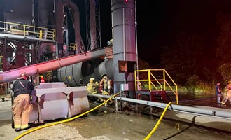 Ladder Company Assists with Machinery Fire at Pellet Mill