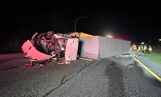 Extended Multi-Agency Operations at Tractor-Trailer Rollover on Route 95