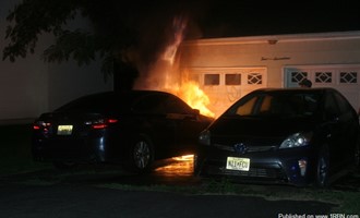 Cops Make Quick Stop on Car Fire Next to House in Fair Lawn