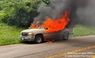 Fully Involved Pickup Truck Fire Contained on Roadside Near Big Y