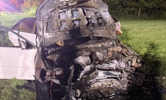 Vehicle Fire After Crash Into Tree Extinguished on Williamsport Road