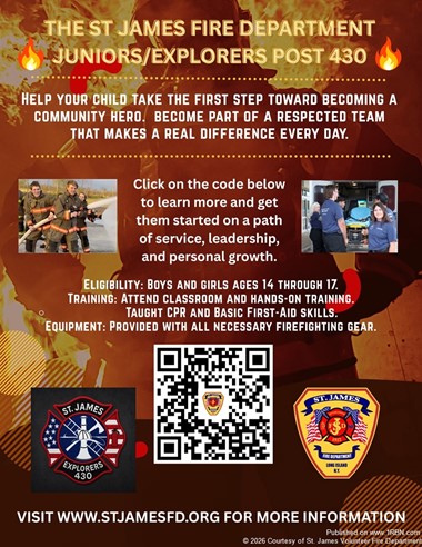 St. James Fire Department Seeks Junior Firefighter Applicants