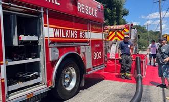 Drafting Operation Supports Demolition Structure Fire Response