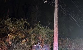 Driver Hospitalized After Vehicle Overturns and Strikes Utility Pole