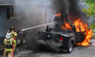 Vehicle fire with exposures in Cheshire