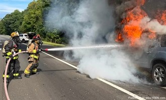 Shelton Fire Handles Route 8 Vehicle Fire