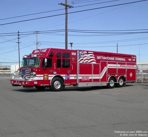 IMTT Rescue 1, 2012 Spartan Gladiator/Rescue 1, 35 kw, air cascade and 9,000 pound portable winch. It formerly saw service with the Southard Fire Company of Howell Township.