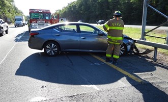 MVA Vehicle into guard rail