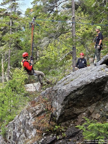 Vergennes, Middlebury Fire Teams Train on High-Line Rescue