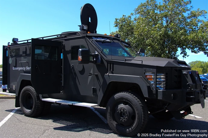 Suffolk County Police Department armored vehicle on display