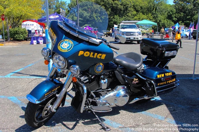 New York State Trooper Motorcycle on display.