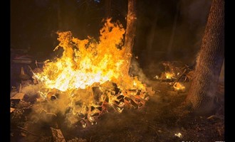 Fire Burned Wood Pile and Debris in North Yarmouth