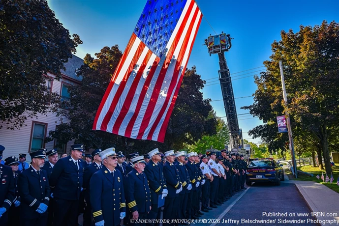 Troy Firefighters and Police Officers Lined Up To Pay Respect To The Fallen From 9/11/2001
