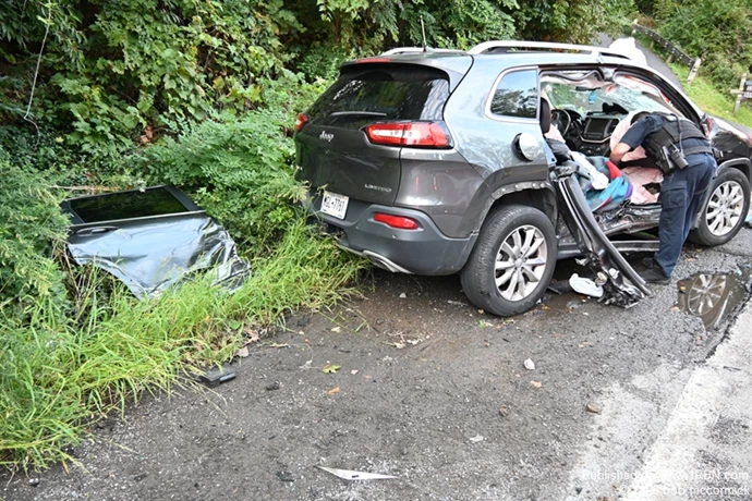 Two vehicle MVA Entrapment