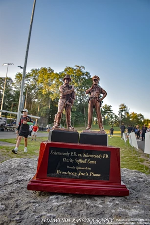 The trophy for the game between the Schenectady Police Department and the Fire Department