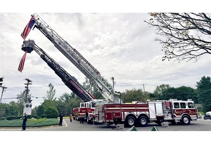 Kingston Volunteer Fire Company #1 joined fellow South Brunswick first responders, veterans, residents and local officials at the township’s Remembrance Fountain for a ceremony marking the 25th anniversary of September 11. The service included a reading of names, wreath-laying, Honor Guard procession, bagpipes and a moment of silence. Four South Brunswick residents who lost their lives in the attacks were remembered by name.