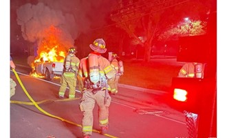 East Rutherford Engine 3 Knocks Down Pickup Truck Fire on Route 3