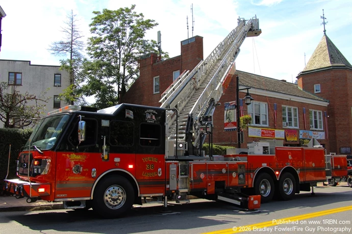 Sleepy Hollow Fire Department Tower Ladder 38 on display