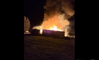 Multiple Departments Battle Fully Involved Barn Fire Near Saegertown