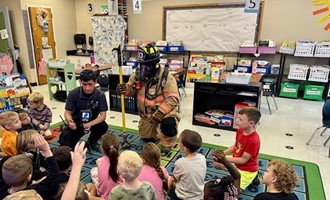 Barrington Firefighters Visit School with Engine and Gear