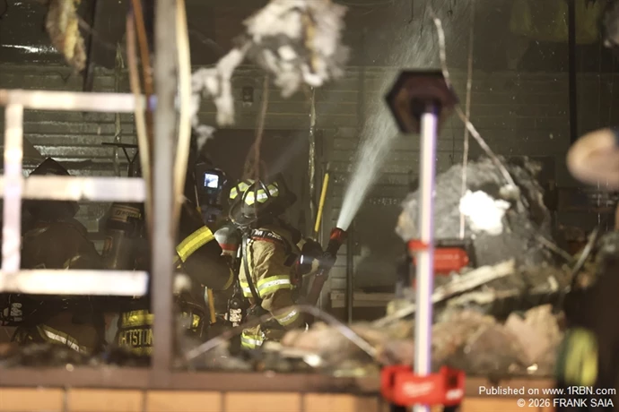 Crews hit hot spots inside at the working fire at Tobacco Outlet store at 624 White Horse Pike, Somerdale, NJ on October 8, 2026.