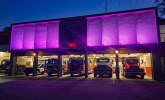 Bethel Fire & EMS Lights Station Pink for Breast Cancer Awareness Month