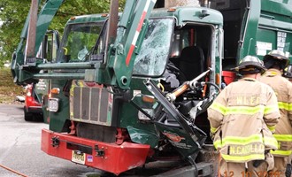 Garbage Truck into pole entrapment