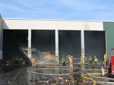 Fire at Waste Management on Broad Ave.