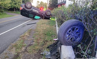 No Injuries in Overturned Vehicle Crash on Swamp Pike