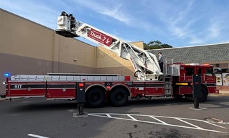 Ansonia Ladder 7 Assists Derby Fire Department on Mutual Aid Call