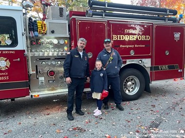 Celina Wins St. James School Coloring Contest and Earns Ride to School With Biddeford Firefighters