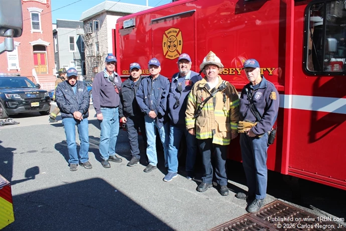 The crew that made Run # 5000, L-R: Bill Parish, Jim Fay, John Rinciari, Ron Jeffers, Bob Scollan, Chief of Department Jack Johnson and Paul Schaetzle.