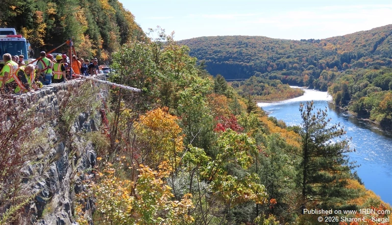 A high angle rescue safely recovered a male subject from the steep Hawks Nest cliff below this month.