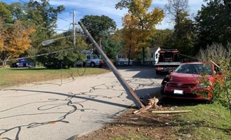 Solo Driver Hospitalized Following Afternoon Utility Pole Strike on Handy Street