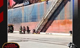 Logan Township Sends Engine and Squad to Paulsboro Barge Fire
