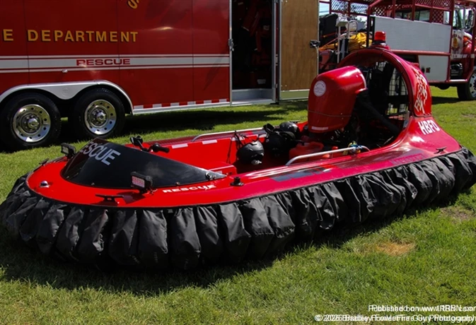 Hampton Bays Fire Department Hovercraft 7-5-9 on display