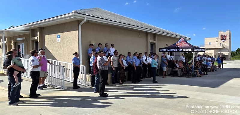 Family friends and local firefighters attended this dedication,