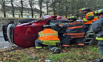 Tangled Metal and Live Power: Nighttime Rollover Prompts Complex Westport Extrication