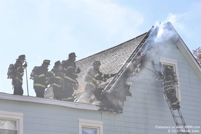 Crews work to open up at this working fire at 108 Cooper Avenue, Woodlynne, NJ on October 28, 2026
